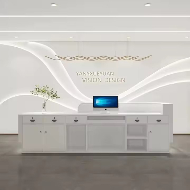 Stainless Steel Gold Plated Reception Desk Beauty Salon Front Counter Reception Desk Size and logo Can Be Customize for Sale