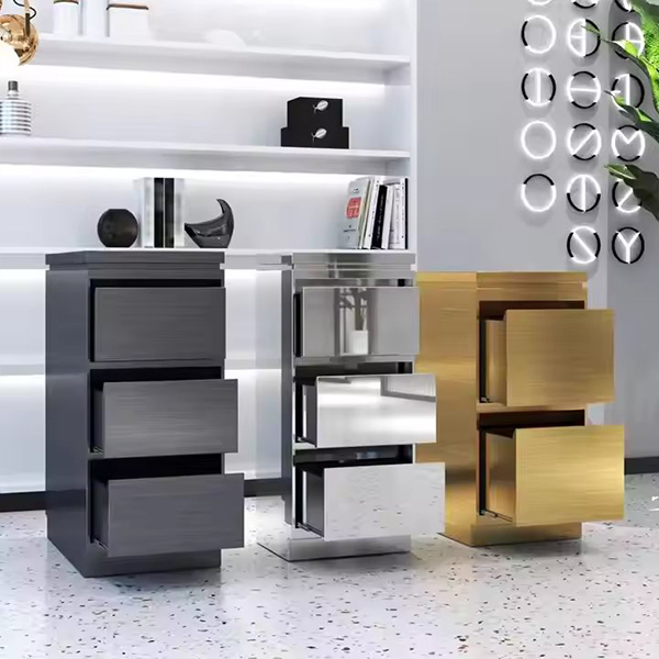 Black Silver Gold Modern Metal Barber Trolley 3 Layer Drawer Beauty Trolley for Salon