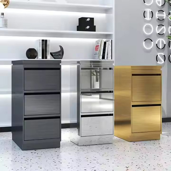 Black Silver Gold Modern Metal Barber Trolley 3 Layer Drawer Beauty Trolley for Salon