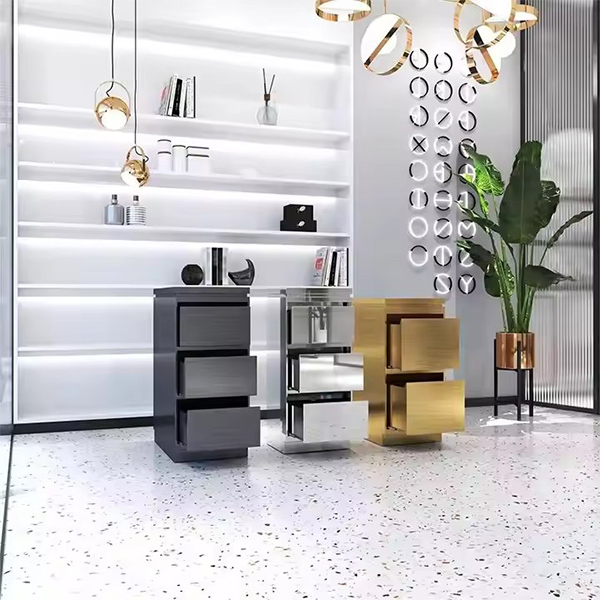 Black Silver Gold Modern Metal Barber Trolley 3 Layer Drawer Beauty Trolley for Salon