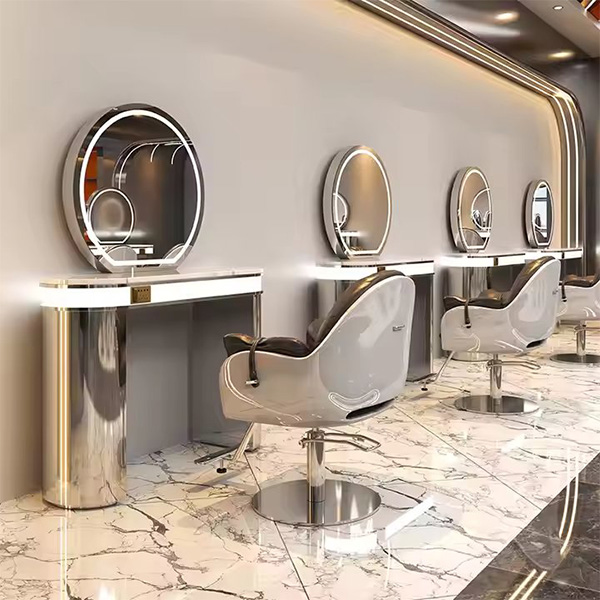 Luxury Gold Frame Single/Double Side Hair Salon Mirrors Barber Station Led Salon Mirror Other Salon Furniture